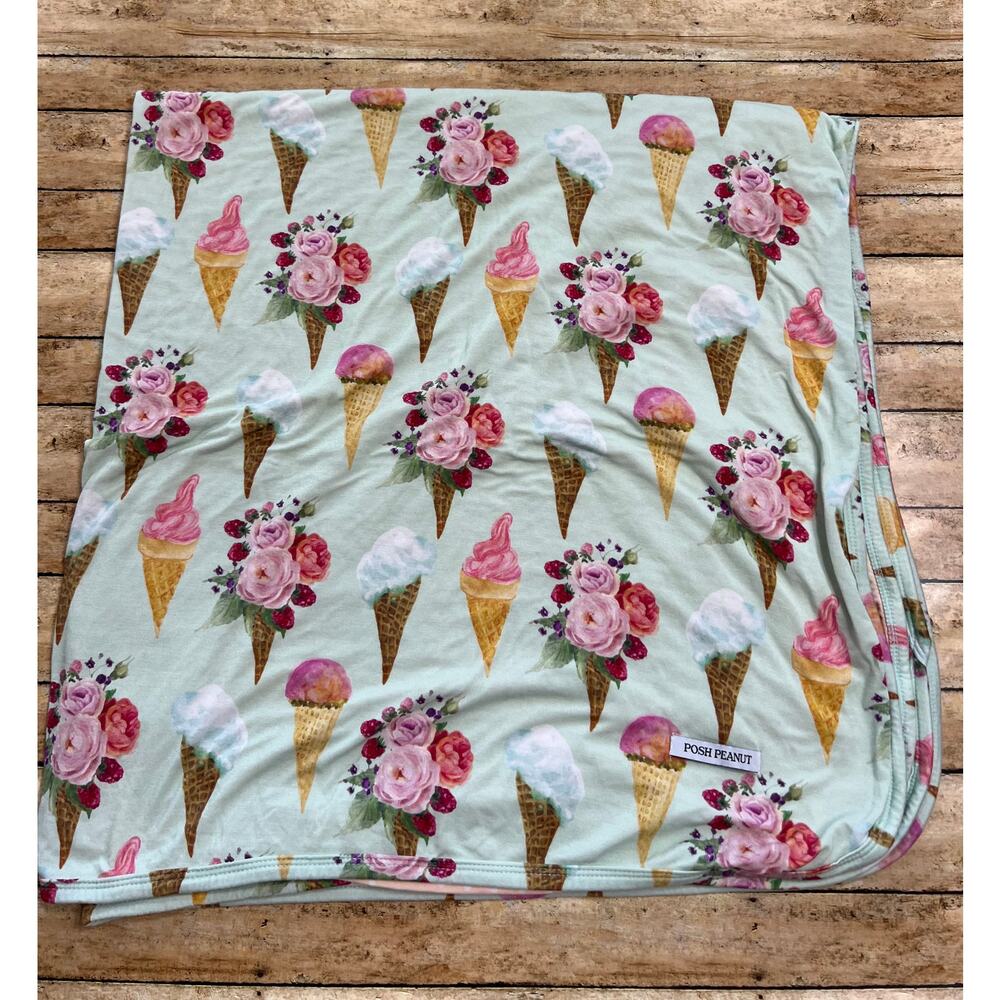 Posh Peanut Sophia Ice Cream Floral Patoo Bamboo Blanket 40x40"